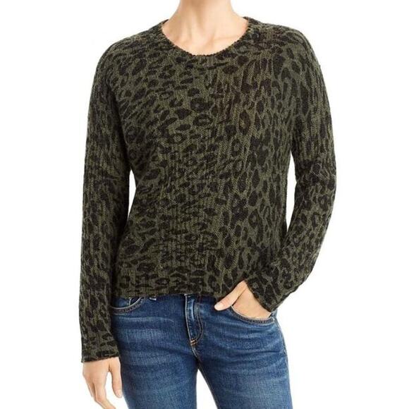 RAILS Wool/Alpaca Blend Joanna Animal Print Crewneck Sweater in Olive Leopard - Picture 12 of 12